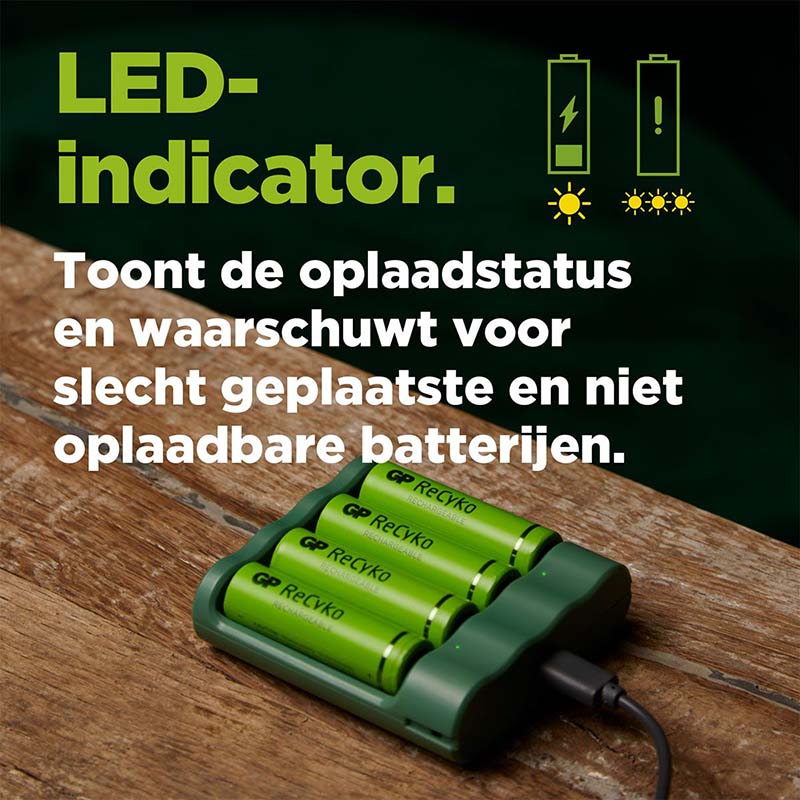 USB batterijlader + 4 x AA-batterijen 2100mAh NiMH - Image 4